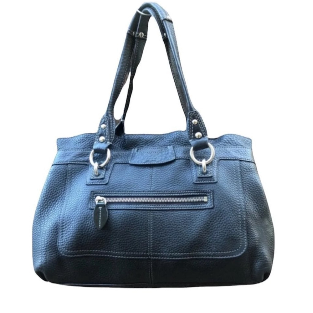COACH Penelope Pebbled Leather Black Satchel Medium Size Handbag
